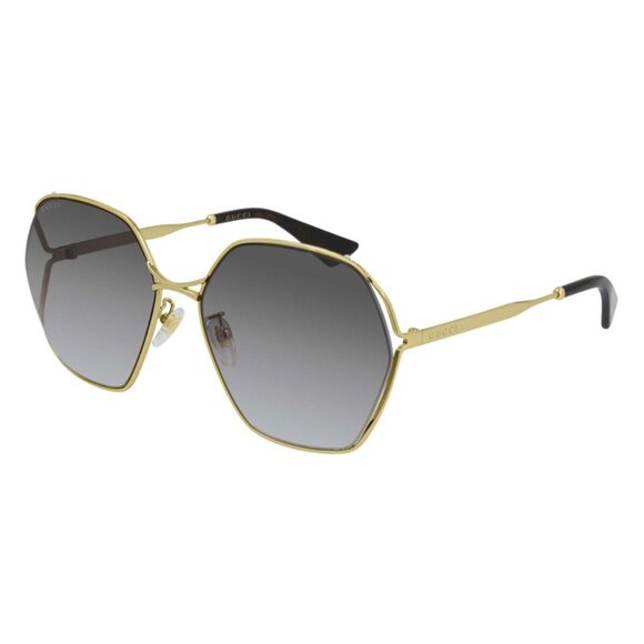 NEW GUCCI WOMEN GOLD GRAY OVERSIZED SUNGLASSES GUCCI - Picture 1 of 3